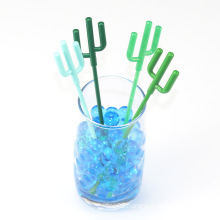 Disposable creative stick for Cocktail Swizzle Milk tea Juice Coffee with Cactus shape